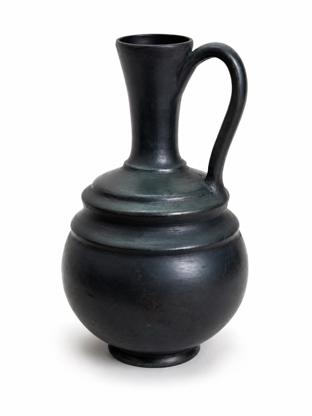 Signed Oaxaca Mexico Barro Negro Black Pottery Pitcher Vase Handcrafted 7”